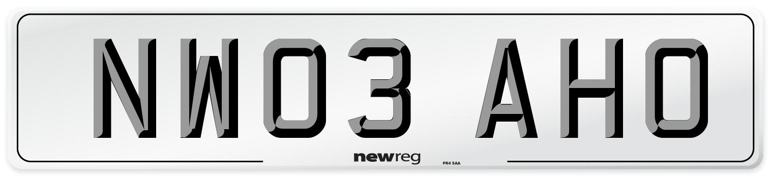 NW03 AHO Number Plate from New Reg